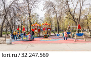 Russia, Samara, April 22, 2016: a children's playground in the city park, a spring sunny day. Редакционное фото, фотограф Акиньшин Владимир / Фотобанк Лори