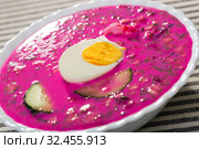Cold yogurt beetroot soup. Стоковое фото, фотограф Яков Филимонов / Фотобанк Лори