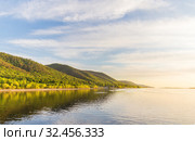 Sunset on the Zhiguli Mountains and the Volga River (2019 год). Стоковое фото, фотограф Дмитрий Тищенко / Фотобанк Лори
