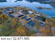Above the ancient fortress of the  Lappeenranta city a October cloudy day (aerial photography). Finland (2019 год). Стоковое фото, фотограф Виктор Карасев / Фотобанк Лори