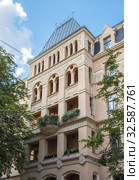 Riga Art Nouveau, corner house on Antonijas Street (2014 год). Стоковое фото, фотограф Юлия Бабкина / Фотобанк Лори