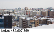 Город Якутск зимой. Вид сверху (2019 год). Редакционное фото, фотограф Олег Хархан / Фотобанк Лори