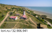 Aerial view of Lighthouse in Merzhanovo. Azov sea. Russia. Стоковое фото, фотограф Арестов Андрей Павлович / Фотобанк Лори