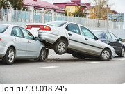 car crash accident on street. damaged automobiles. Стоковое фото, фотограф Дмитрий Калиновский / Фотобанк Лори