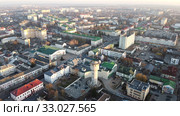 Aerial view of Baranovichi cityscape with buildings and streets (2020 год). Редакционное фото, фотограф Яков Филимонов / Фотобанк Лори