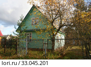 Деревянный дачный зеленый домик (2019 год). Стоковое фото, фотограф Щеголева Ольга / Фотобанк Лори