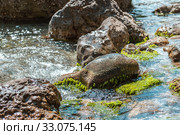 Pure clear water on a wild stone beach in the sea (2016 год). Стоковое фото, фотограф katalinks / Фотобанк Лори