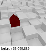 red house on white quads - 3d illustration. Стоковое фото, фотограф Jörg Röse-Oberreich / PantherMedia / Фотобанк Лори