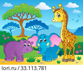 Cute African animals theme image 1. Стоковая иллюстрация, иллюстратор Klara Viskova / PantherMedia / Фотобанк Лори