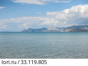View to Crimea mountains from Meganom mountain range and beach (2016 год). Стоковое фото, фотограф katalinks / Фотобанк Лори