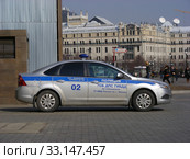 Патрульная машина 7 СБ ДПС ГИБДД на спецтрассе ГУ МВД России. Манежная площадь. Тверской район. Город Москва (2015 год). Редакционное фото, фотограф lana1501 / Фотобанк Лори