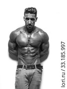 fitness male model with sixpack. Стоковое фото, фотограф Piotr Stryjewski / PantherMedia / Фотобанк Лори