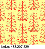 Christmas tree ethnic ornament seamless pattern. Стоковое фото, фотограф Elena Kozyreva / PantherMedia / Фотобанк Лори