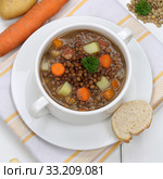 Lentil soup with lentils and vegetables healthy food soup in soup bowl. Стоковое фото, фотограф Markus Mainka / PantherMedia / Фотобанк Лори