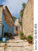 The white ladder street of Pano Lefkara village. Larnaca District. Cyprus (2018 год). Стоковое фото, фотограф Сергей Пристяжнюк (Serg Zastavkin) / Фотобанк Лори