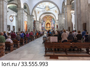 Interior of the basilica and altar with Virgin of Candelaria, Patron Saint of the Canary Islands. Тенерифе, Канары, Испания (2016 год). Редакционное фото, фотограф Кекяляйнен Андрей / Фотобанк Лори