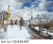 Вид на храмы Спасо-Прилуцкого монастыря в Вологде зимой (2020 год). Стоковое фото, фотограф Овчинникова Ирина / Фотобанк Лори