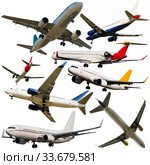 Passenger airplanes isolated on white. Стоковое фото, фотограф Яков Филимонов / Фотобанк Лори