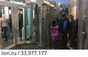 Tickets control is on Saint-Petersburg stadium before the soccer match. The UEFA European Leagues 2017/18 with the participation of FC Zenit (2020 год). Редакционное видео, видеограф Кекяляйнен Андрей / Фотобанк Лори