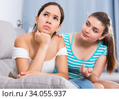 Teen girl trying to apologize after dispute. Стоковое фото, фотограф Яков Филимонов / Фотобанк Лори