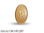 Tax concept with gold coin - 3d rendering. Стоковое фото, фотограф Elnur / Фотобанк Лори