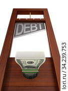 guillotine with text debt on white background. Isolated 3d illustration. Стоковая иллюстрация, иллюстратор Ильин Сергей / Фотобанк Лори