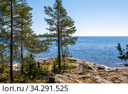 Скалистые берега острова Койонсаари. Ладожское озеро. Карелия. Стоковое фото, фотограф Сергей Афанасьев / Фотобанк Лори