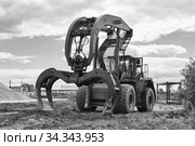 Indusrtial dual function grapple skidder outdoors. Стоковое фото, фотограф Евгений Харитонов / Фотобанк Лори