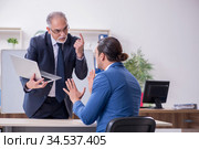 Yound and old employees in business presentation concept. Стоковое фото, фотограф Elnur / Фотобанк Лори