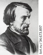 Старинная дореволюционная карточка. Белинский Виссарион Григорьевич. Стоковое фото, фотограф Игорь Низов / Фотобанк Лори
