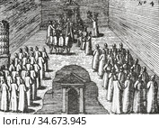 Старинная гравюра 17 века. Заключение договора в палатах. Стоковое фото, фотограф Игорь Низов / Фотобанк Лори