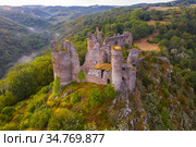 Top view of the ruin castle Chateau Rocher. Стоковое фото, фотограф Яков Филимонов / Фотобанк Лори