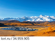 Russia, Altai republic, lake Dzhangyskol, yeshtykel tract. Top view. Стоковое фото, фотограф Наталья Волкова / Фотобанк Лори