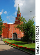 Боровицкая башня Московского Кремля. Район Хамовники. Город Москва. Россия (2009 год). Стоковое фото, фотограф lana1501 / Фотобанк Лори