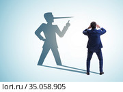 Concept of businessman liar with his shadow. Стоковое фото, фотограф Elnur / Фотобанк Лори