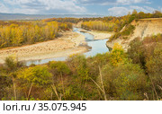 The mainstream of the White river among the mountains and forests in Adygea. Стоковое фото, фотограф Владимир Ушаров / Фотобанк Лори