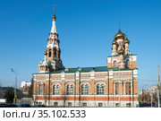 Вознесенско-Феодосиевская церковь в городе Перми. Псевдорусский стиль архитектуры (2020 год). Редакционное фото, фотограф Юрий Карачев / Фотобанк Лори