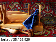 Подставка для шашки, трубка с ложкой и кисет. На ковре. Стоковое фото, фотограф Анатолий Матвейчук / Фотобанк Лори