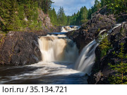 Summer landscape with Kivach waterfall on the Suna river, Karelia, Russia. Стоковое фото, фотограф Юлия Бабкина / Фотобанк Лори