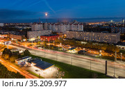 Россия. Санкт-Петербург. Володарский мост и Народная улица (2020 год). Редакционное фото, фотограф Литвяк Игорь / Фотобанк Лори