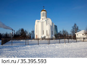 Успенская церковь и колокольня на Малой Охте. Санкт-Петербург (2021 год). Стоковое фото, фотограф Сергей Афанасьев / Фотобанк Лори
