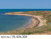Landscape with the black sea in the steppe part of Crimea (2019 год). Стоковое фото, фотограф Володина Ольга / Фотобанк Лори