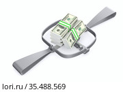 bear trap and money on white background. Isolated 3D illustration. Стоковая иллюстрация, иллюстратор Ильин Сергей / Фотобанк Лори