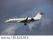 Private jet approaching landing. Стоковое фото, фотограф Яков Филимонов / Фотобанк Лори