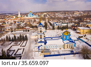 City of Zadonsk. Church of the Assumption of the Blessed Virgin Mary and the Zadonsky Nativity of the Mother of God monastery. Russia. Стоковое фото, фотограф Яков Филимонов / Фотобанк Лори