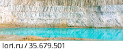 beautiful turquoise color of water in a kaolin quarry near the city of Kyshtym, Chelyabinsk region in Russia. Стоковое фото, фотограф Акиньшин Владимир / Фотобанк Лори