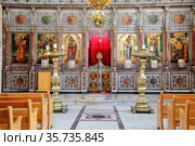 Иконостас церкви Святого Великомученика Георгия в городе Лод (Лидда), Израиль (2014 год). Стоковое фото, фотограф Александр Гаценко / Фотобанк Лори
