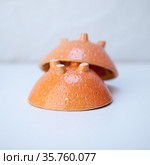 Ceramic cup in the form of half a grapefruit (2021 год). Редакционное фото, фотограф Эльвира Рахманова / Фотобанк Лори