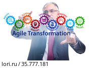 Businessman in agile transformation concept. Стоковое фото, фотограф Elnur / Фотобанк Лори