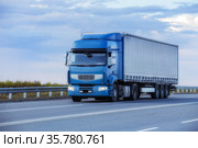 Truck driving on the highway. Стоковое фото, фотограф Юрий Бизгаймер / Фотобанк Лори